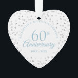 60th Anniversary Hearts Confetti Ornament<br><div class="desc">Designed to coordinate with our 60th Anniversary Hearts Confetti collection. Featuring delicate hearts confetti. Personalise with your special sixty years diamond anniversary information in chic lettering. Designed by Thisisnotme©</div>