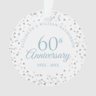 60th Anniversary Hearts Confetti Ornament