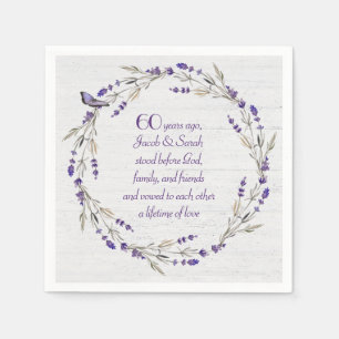60th Anniversary Lavender Wreath   Napkin