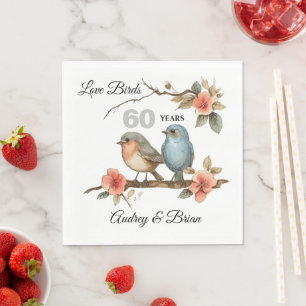 60th Anniversary Love Birds Personalized Napkins