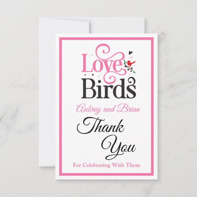 60th Anniversary Love Birds Personalized Thank You Card (Front)