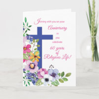 60th Anniversary, Nun, Religious Life Cross and Fl