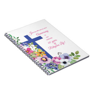 60th Anniversary, Nun, Religious Life Cross Notebook