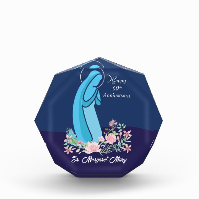 60th Anniversary of Religious Life Nun Pink Flower Photo Block (Front)