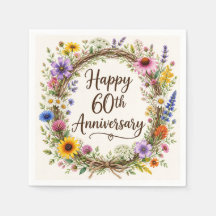 60th Anniversary Paper Napkins, 60 Years Wedding