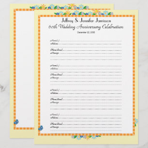 60th Anniversary Party Guest Book Sign-In Page