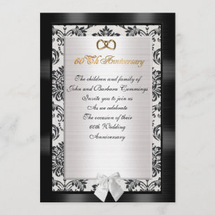 60th Anniversary party invitation formal damask