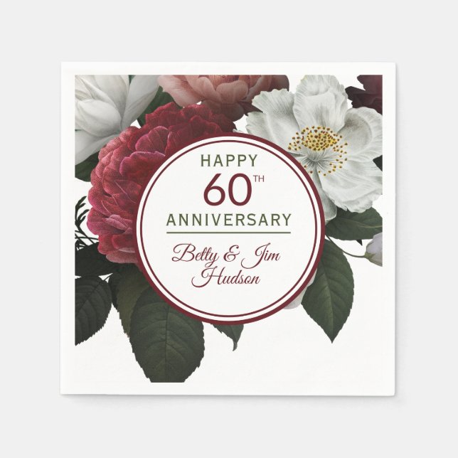 60th Anniversary Party - Paper Cocktail Napkins (Front)