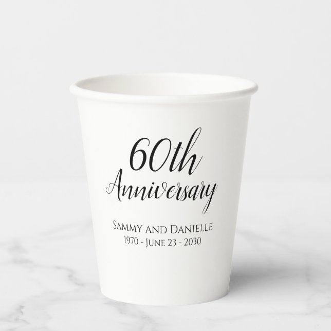 60th Anniversary Party Paper CupsTableware Paper Cups (Front)