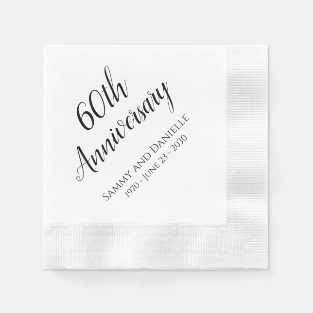 60th Anniversary Party Personalized Paper Napkins (Front)