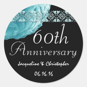 60th Anniversary TURQUOISE Rose Sticker