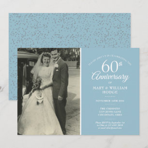 60th Anniversary Wedding Photo Diamond Confetti Invitation