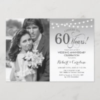 60th Anniversary with Photo - Silver White