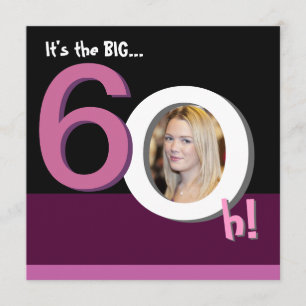 60th Big 6Oh! Photo Template Birthday Party -Pink