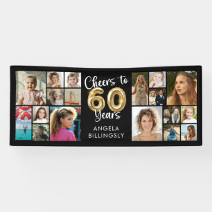60th Birthday 18 Photo Collage Cheers to 60 Years Banner