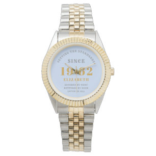 60th Birthday 1962 Elegant Blue Grey Chic Woman's  Watch