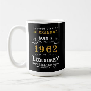 60th Birthday 1962 Name Legendary Black Gold Large Coffee Mug