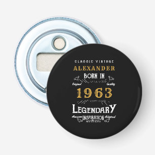 60th Birthday 1963 Add Name Legendary Black Gold Bottle Opener