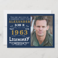 60th Birthday 1963 Legend Retro Blue Gold