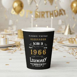60th Birthday 1966 Legendary Retro Paper Cups