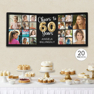 60th Birthday 20 Photo Collage Cheers to 60 Years Banner