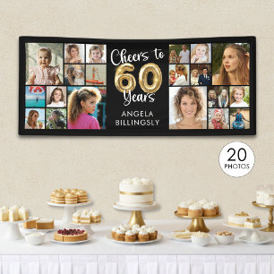 60th Birthday 20 Photo Collage Cheers to 60 Years Banner