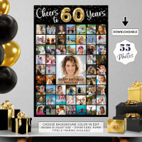 60th Birthday 55 Photo Collage Cheers to Years