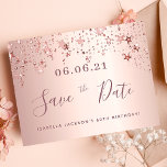 60th birthday 60 rose gold stars save the date postcard<br><div class="desc">A feminine and glamorous Save the Date card for a 60th birthday party 60 years old. A feminine pink, rose gold faux metallic looking background decorated with faux rose gold sparkling stars. Templates for a date and your text. Dark rose gold colored letters. The text: Save the Date is written...</div>