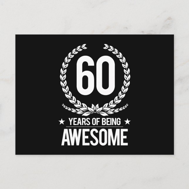 60th Birthday (60 Years Of Being Awesome) Postcard (Front)