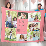 60th Birthday 7 Photo Collage Coral and Grey Fleece Blanket<br><div class="desc">Photo Blanket - personalized keepsake gift to say Happy 60th Birthday. The photo template is set up for you to add 7 of your favourite photos which are displayed in a photo collage around the birthday greeting. The wording simply reads "Happy 60th Birthday" in casual typography. "60th" is actually editable...</div>