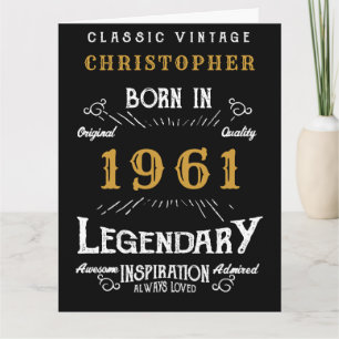 60th Birthday Add Name Born 1961 Legendary Large Card