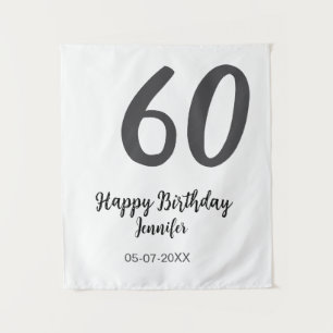 60th birthday add name date year black template go tapestry