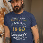 60th Birthday Add Your Name Born 1963 Legendary T-Shirt<br><div class="desc">60th Birthday born in 1963 Add your name Tshirt. Edit the name and year with the template provided. A wonderful custom black birthday Tshirt. More gifts and party supplies available with the "Legendary" design in the store.</div>