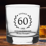 60th Birthday Aged to Perfection Custom Name Year Whiskey Glass<br><div class="desc">Super fun 60th birthday gift - glass features text that reads "Vintage - aged to perfection" Add the age,  year and name of the birthday person. So easy to customize - makes a truly one of a kind birthday gift that will be enjoyed forever.</div>