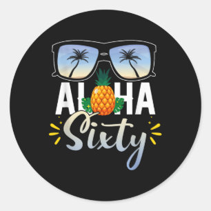 60th Birthday Aloha Sixty Beach Tropical Vacation  Classic Round Sticker