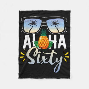 60th Birthday Aloha Sixty Beach Tropical Vacation Fleece Blanket