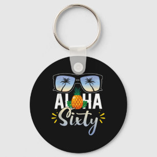 60th Birthday Aloha Sixty Beach Tropical Vacation Keychain