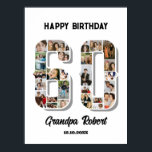 60th Birthday Anniversary Number 60 Photo Collage Poster<br><div class="desc">Celebrate 60th birthday or wedding anniversary with this printable photo collage foam board. Choose your favourite photos for display. Customize the name, text and date to fit your occasion. This will be a lovely keepsake with personalized message to look back on with family and friends. If you need any other...</div>