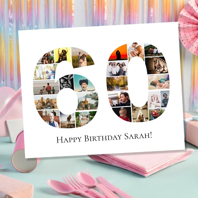 60th birthday anniversary photo montage collage poster (Creator Uploaded)