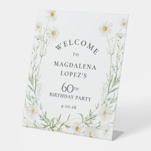 60th Birthday April Birth Flower Daisy Custom Pedestal Sign