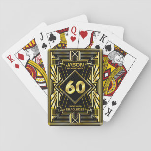 60th Birthday Art Deco Gold Black Great Gatsby Playing Cards
