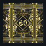 60th Birthday Art Deco Gold Black Great Gatsby Square Wall Clock<br><div class="desc">Celebrate your milestone birthday in style with this unique Art Deco-style,  Great Gatsby-inspired design featuring geometric shapes in bright gold over black background. An elegant,  classy,  gender neutral look perfect for commemorating that special birthday with the jazz-infused taste of the Roaring Twenties.</div>