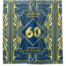 60th Birthday Art Deco Gold Blue Great Gatsby