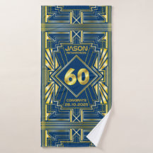 60th Birthday Art Deco Gold Blue Great Gatsby