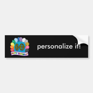 60th Birthday Balloons Happy Birthday Bumper Sticker
