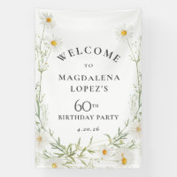 60th Birthday Banner April Birth Flower Daisy