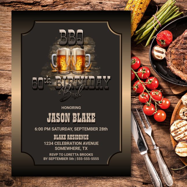 60th Birthday BBQ Beers Party Invitation (Creator Uploaded)