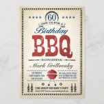 60th Birthday BBQ Invitations<br><div class="desc">60th Birthday BBQ Invitations in a classic,  rustic country vintage style. Grill,  stars and beer. Easy to customize!</div>