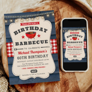 60th Birthday BBQ Summer Barbecue Party Invitation