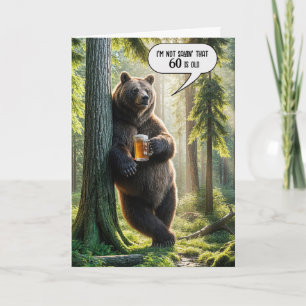 60th Birthday Bear With Beer Mug Card